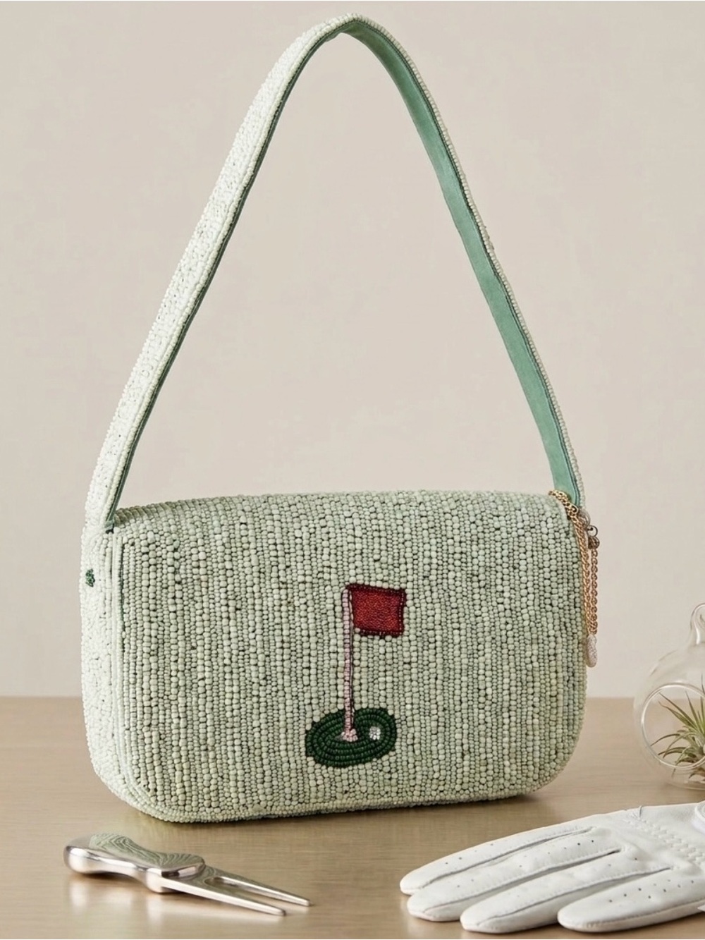 Handcrafted In India Golf Cart with Golf Clubs Charm Purse NWT - Picture 4 of 8